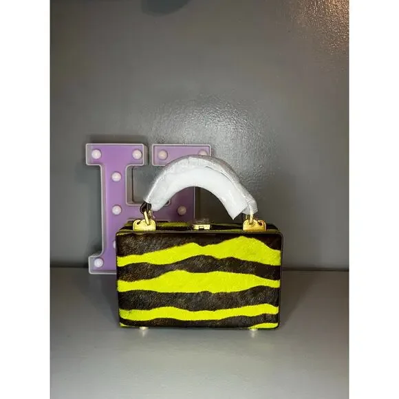 Brandon Blackwood Slim Trunk in Green Zebra Ponyhair with Brass Hardware - Picture 2 of 8